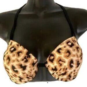 CHEETAH LEOPARD Bombshell Extreme Push Up Strappy Bikini Top Womens Medium